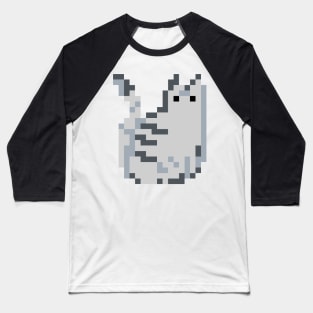 Cat Pixel Art - grey Baseball T-Shirt